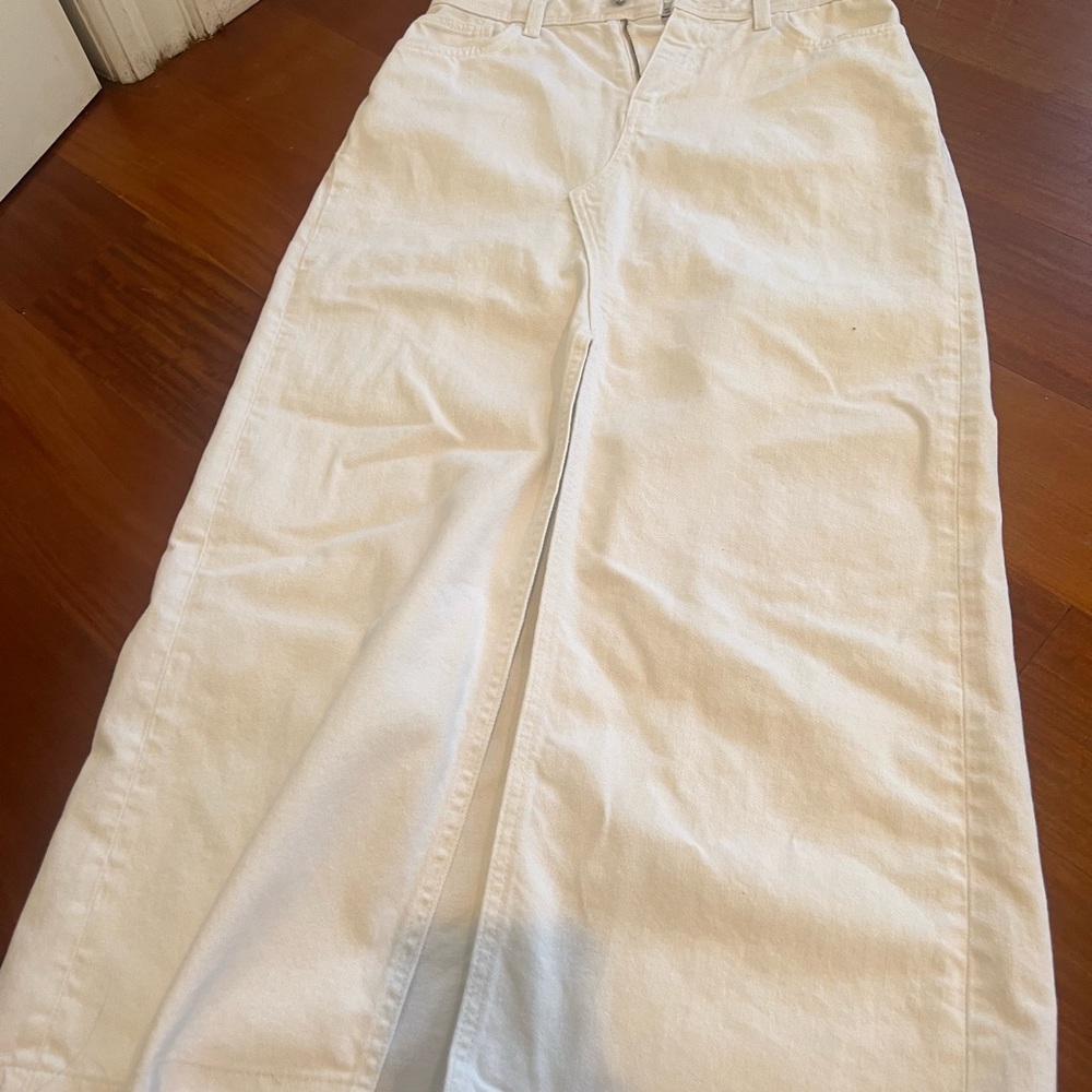 Zara white denim long skirt